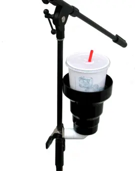 Microphone stand drink holder